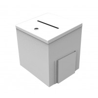 FixtureDisplays® Box, Metal White Donation Suggestion Charity Fundraising 9